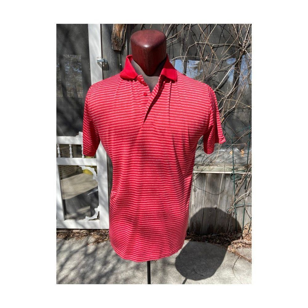 Snake Eyes Golf Polo Shirt Dry Fit Stripes Red Sz M